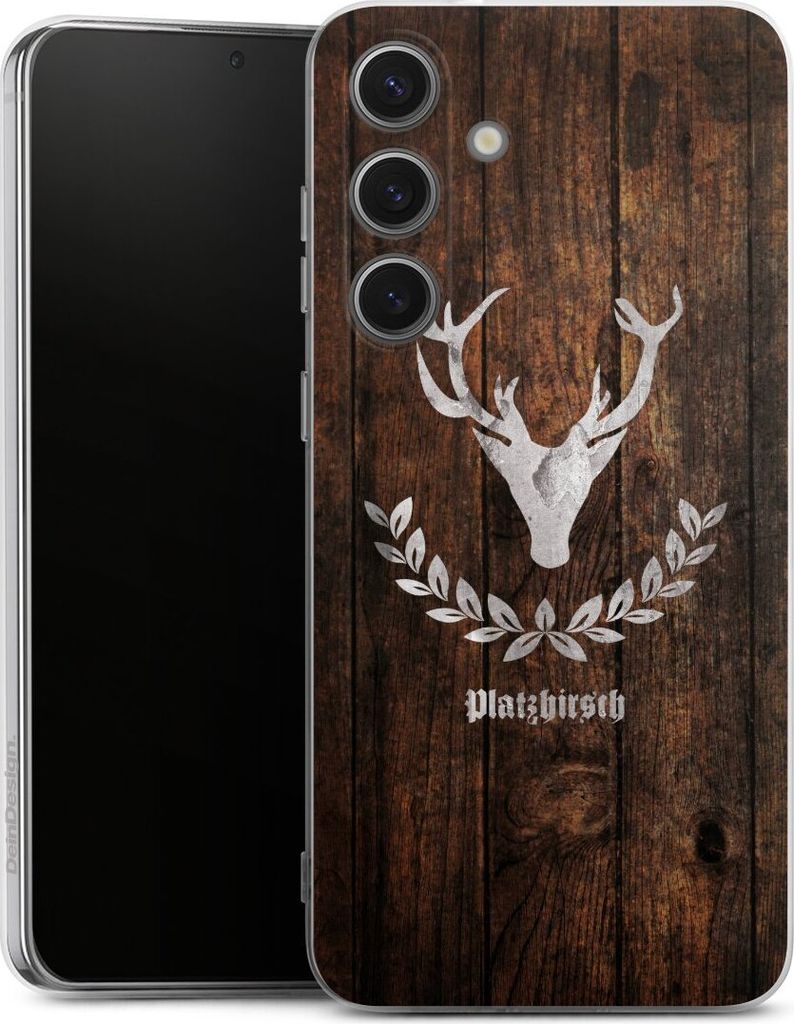 DeinDesign Handyhülle für Samsung Galaxy S25+ Silikon Hülle Case Smartphone Schutzhülle Hirsch Holz Holzoptik