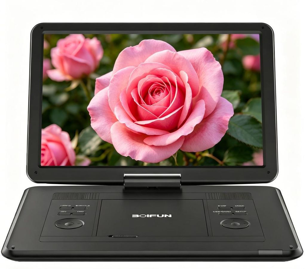 17,5 Zoll Tragbarer Fernseher mit Integriertem DVD-Player,6 Stunden Wiederaufladbare Batterie, Akku USB-Anschluss TF-Karte Sync TV/Projektor Bildschir