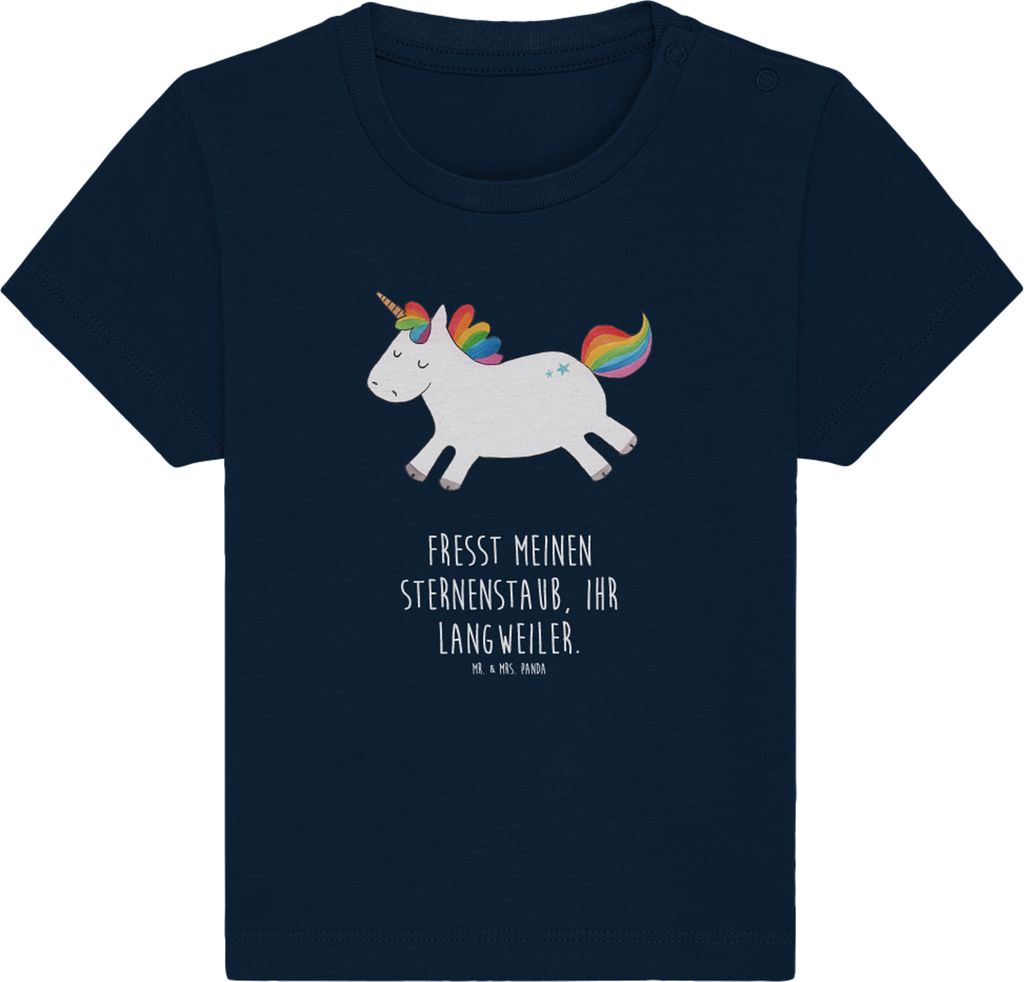 Mr. & Mrs. Panda T-Shirt Einhorn Happy 24. - 36. Monat - French Navy - Geschenk, Witzig, Kinder, Freude, Babyshirt, Lebensfreude, Organic Baby, Uni...