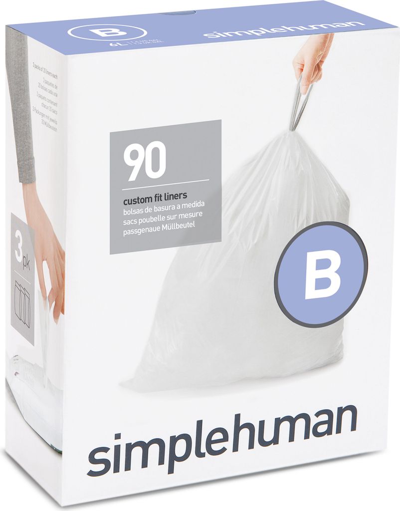 Simplehuman - Abfallbeutel Code B 6 Liter Packung mit 3x30 Stück