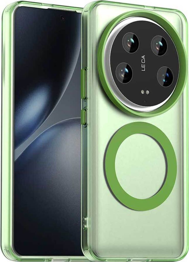 Magnetisch Hülle für Xiaomi 14 Ultra, Schlank Durchscheinend Matt Stoßfest Handyhülle Grün