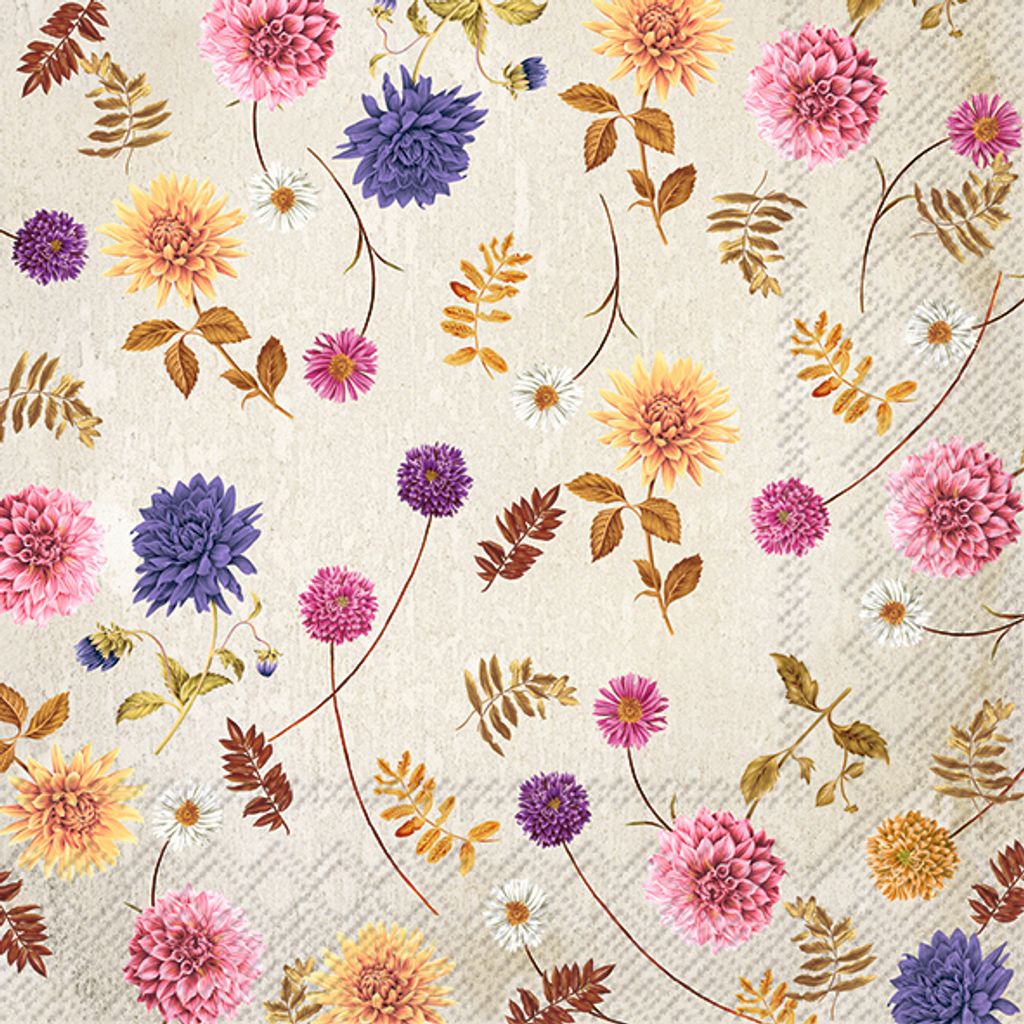 IHR Serviette Blumenvielfalt 33x33 cm Blumendesign Tischdekoration Papierserviette 20 Stück