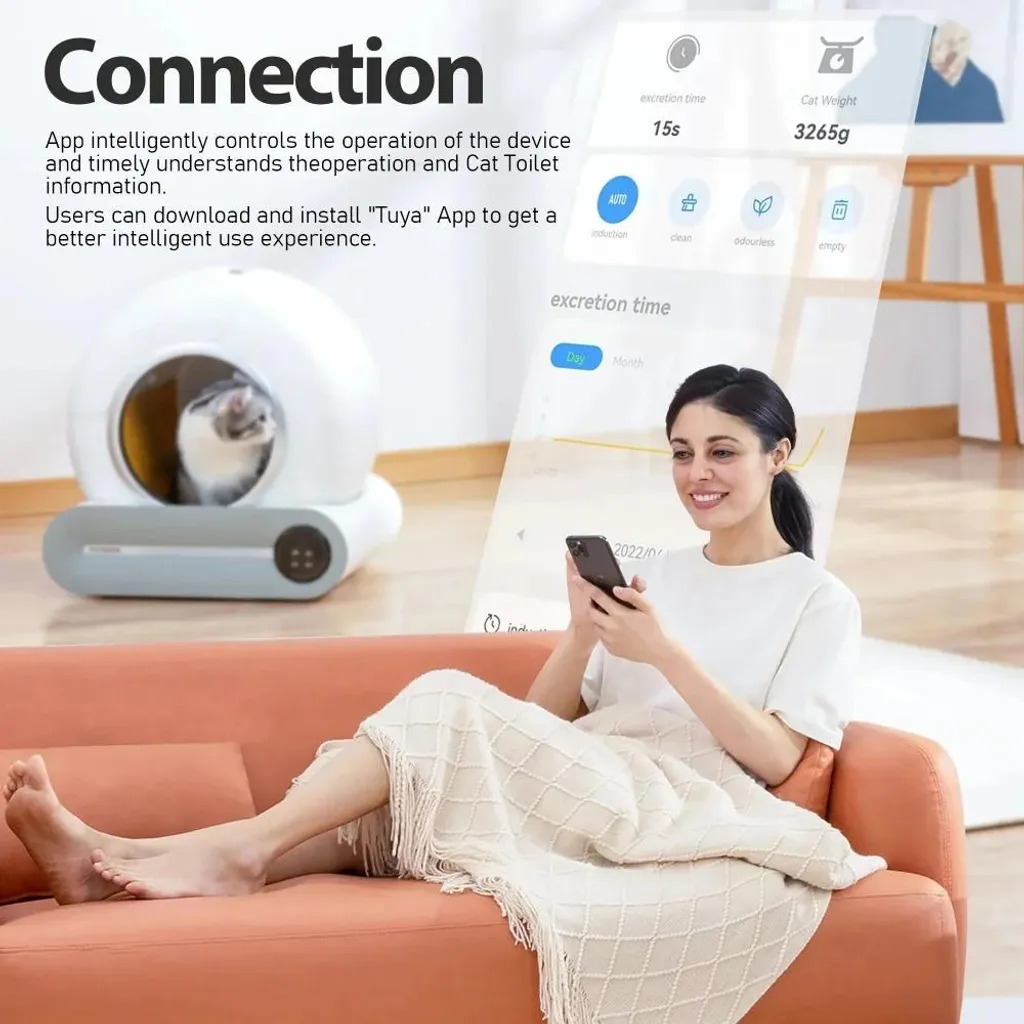 Litière automatique 65L programmable via App et tapis de propreté