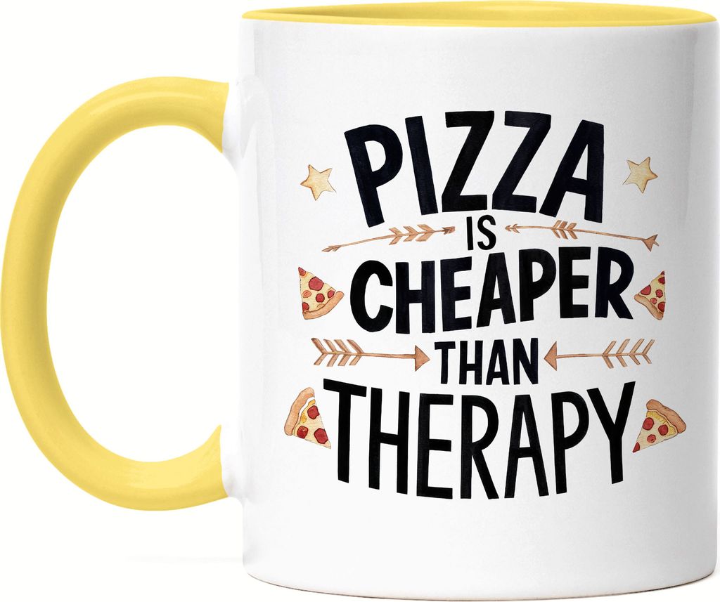 Pizza is Cheaper than Therapie Tasse gelb Pizza Pizzabäcker Italien Pizzaliebhaber Pizzeria Pizza baker