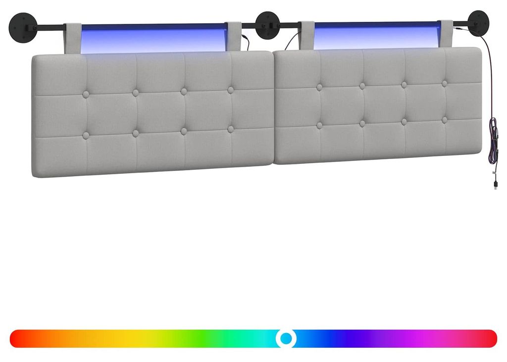 Hängendes Kopfteil Mit LED Licht Wolkengrau Stoff