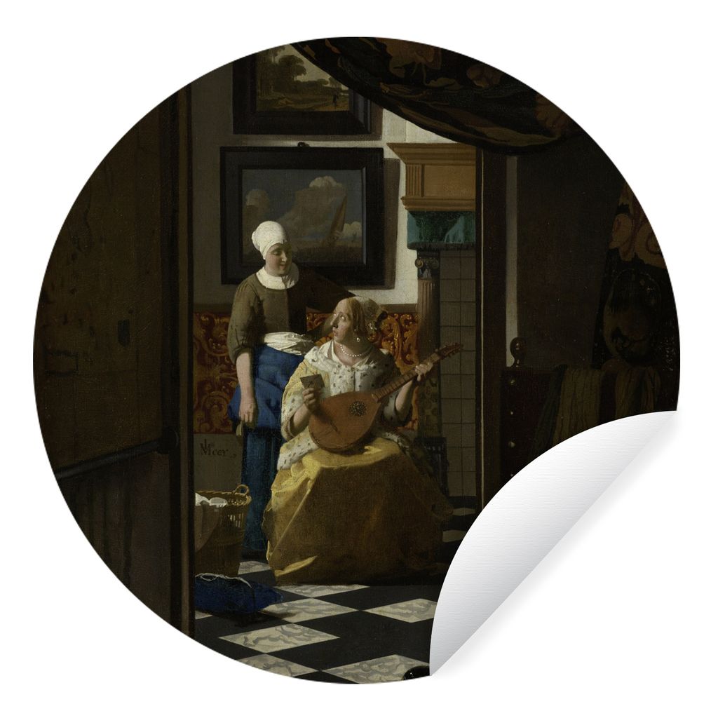 MuchoWow Runde Wandtattoo - Wandsticker Tapete Aufkleber Der Liebesbrief - Johannes Vermeer Ø 80 cm Selbstklebend und Repositionierbar - Wandauf...