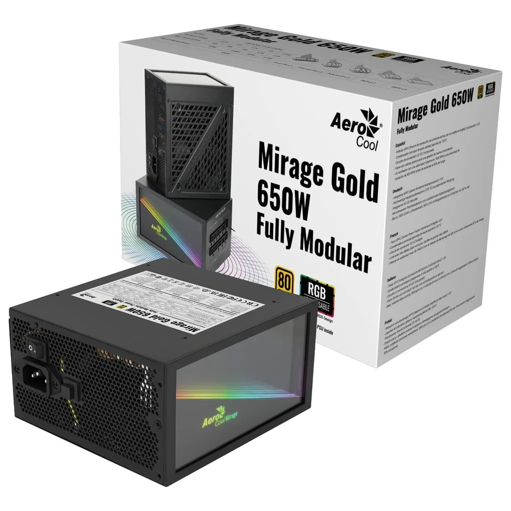 Alimentation PC 650W Silencieuse Aerocool Mirage Gold certifiée 80 Plus