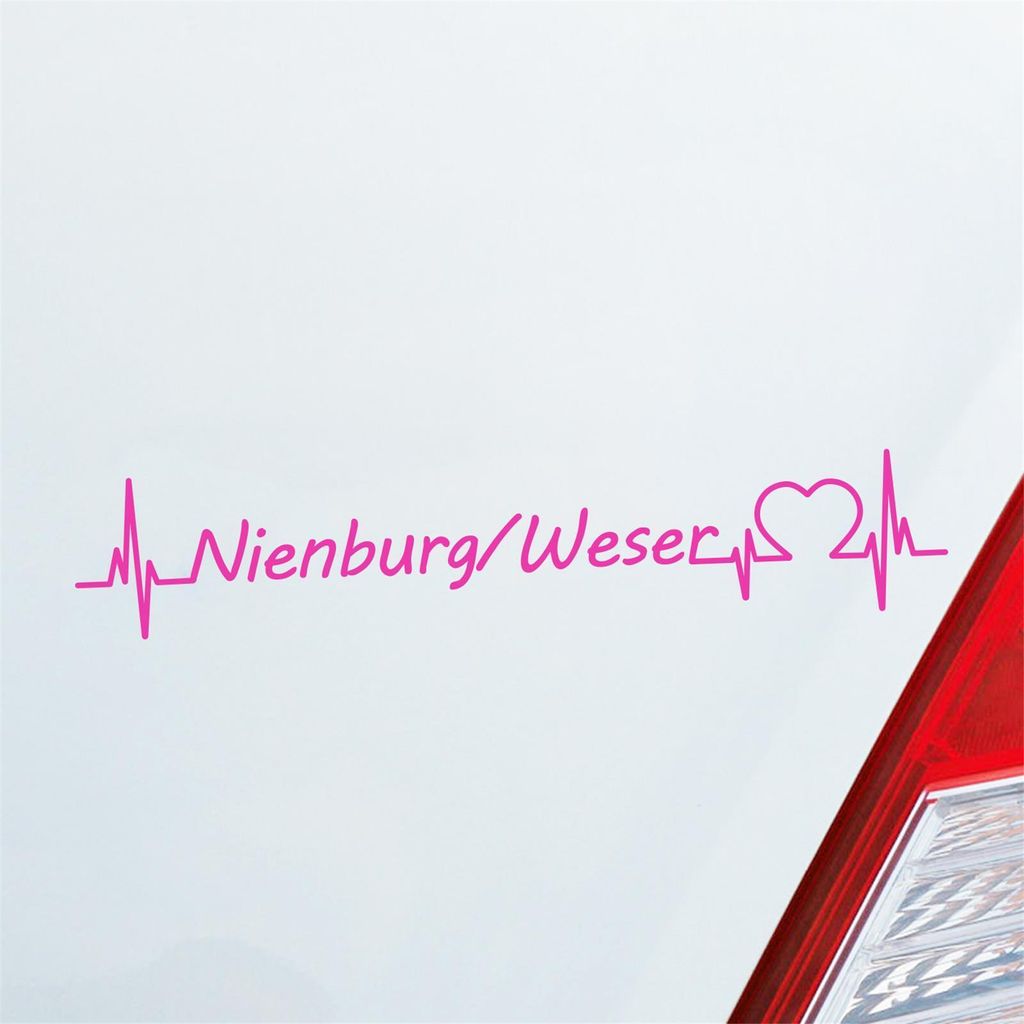 Autoaufkleber Nienburg Weser Herzschlag Pink ca. 20x4cm
