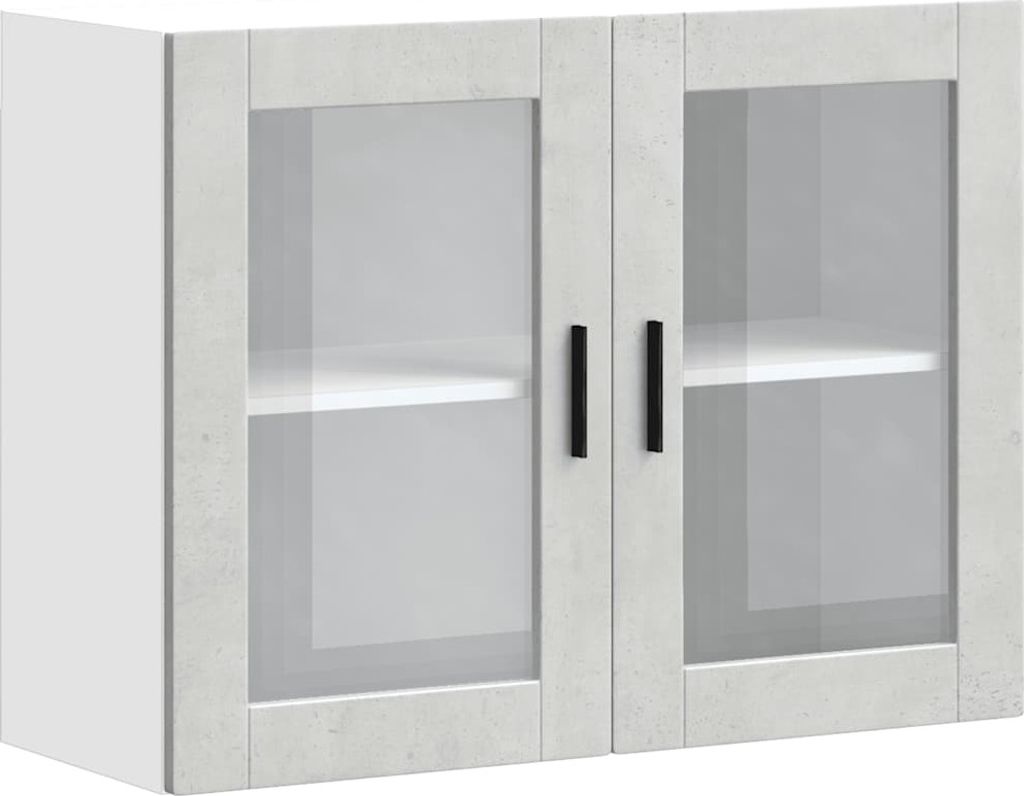 "2026 Aktion"Küchen-Hängeschrank/Buffet Küche - elegantes Design - Küchenmöbel/Buffetschrank - mit Glastür Porto Betongrau - Küchenschränke...
