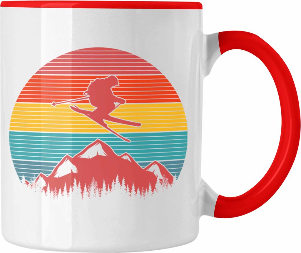 Trendation - Ski Tasse Geschenk Grafik Geschenkidee Skifahrer Geschenk Winter Berge (Rot)