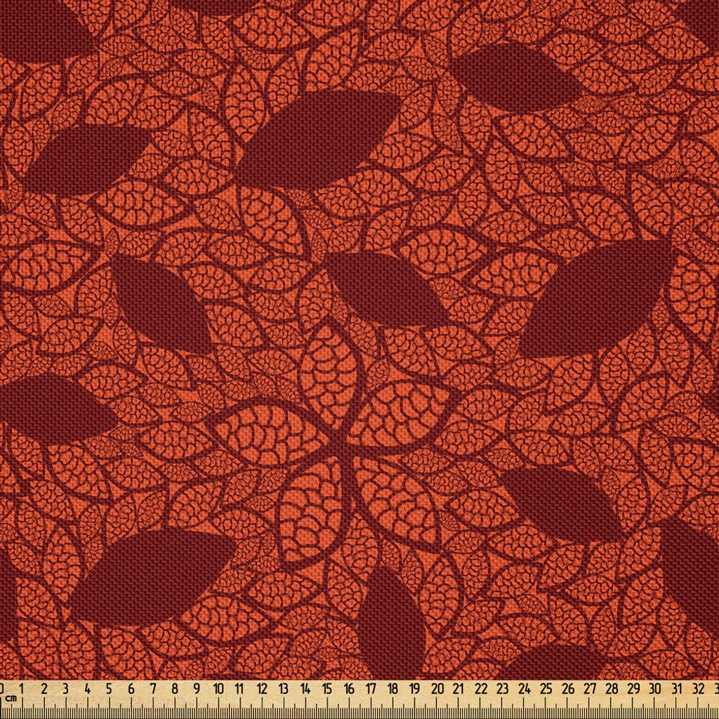 ABAKUHAUS Burnt orange Satin Stoff als Meterware, Laubmuster mit viktorianischen Spitzen Design inspiriert Blütenblätter, 5 M (148 x 500 cm), Bur...