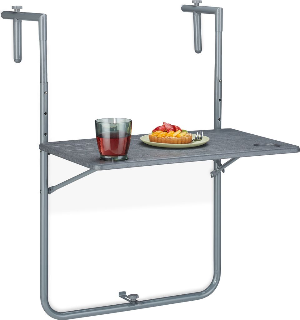 Relaxdays Balkonhängetisch klappbar, BxT: 59,5 x 60 cm, Produktbild 