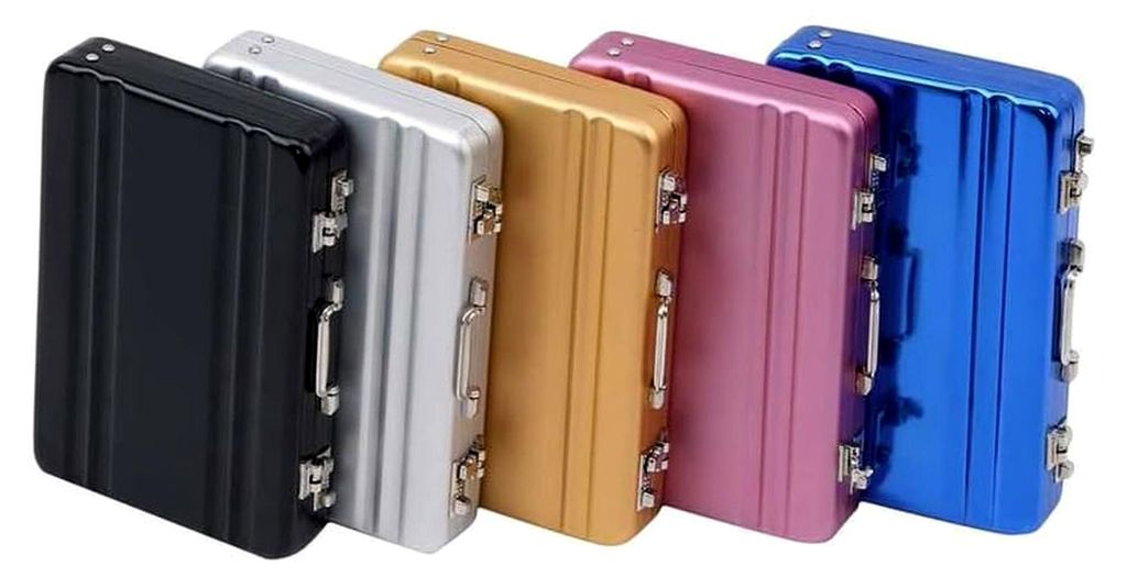 Mini Aktentasche für Namenskarten Kofferform Visitenkartenbox Gepäck (Silber)