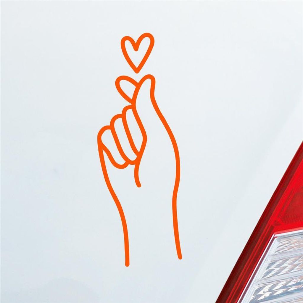 HUURAA! Auto Aufkleber K-POP Finger Heart Fingerherz Fun Sticker Heckscheibenaufkleber Autoaufkleber mit Musik Motiv 7x19cm