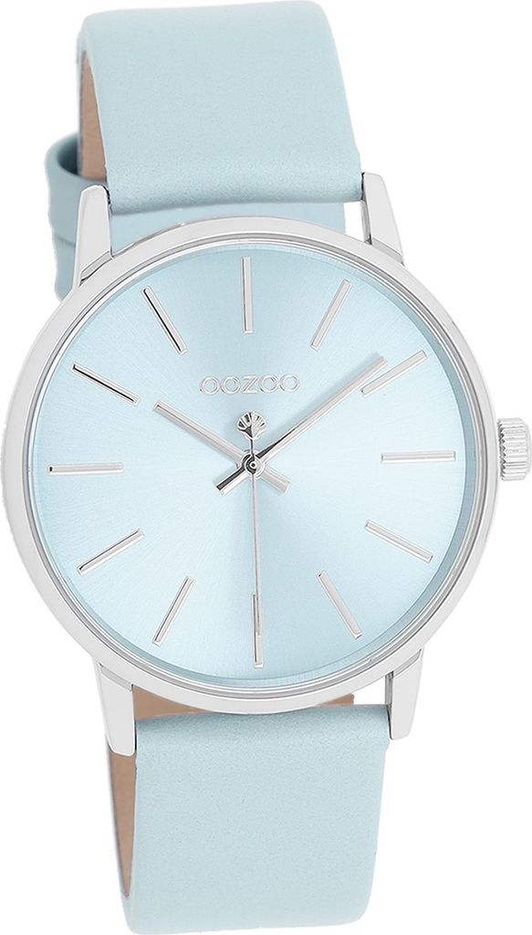 Oozoo Leder Damen Uhr Analog Quarzuhr Armband hellblau Timepieces D2UOC11369