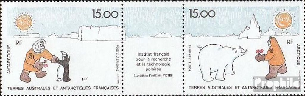 Briefmarken Französ. Gebiete Antarktis 1991 Mi 283-284 Dreierstreifen (kompl.Ausg.) postfrisch Franz. Institut