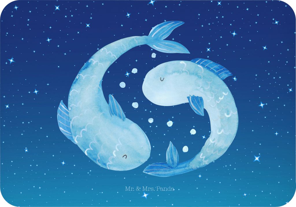 Mr. & Mrs. Panda Magnet Sternzeichen Fische - Sternenhimmel Blau - Geschenk, Geburtstag März, whiteboardmagnet, haftmagnet, Februar, zettelhalter,...