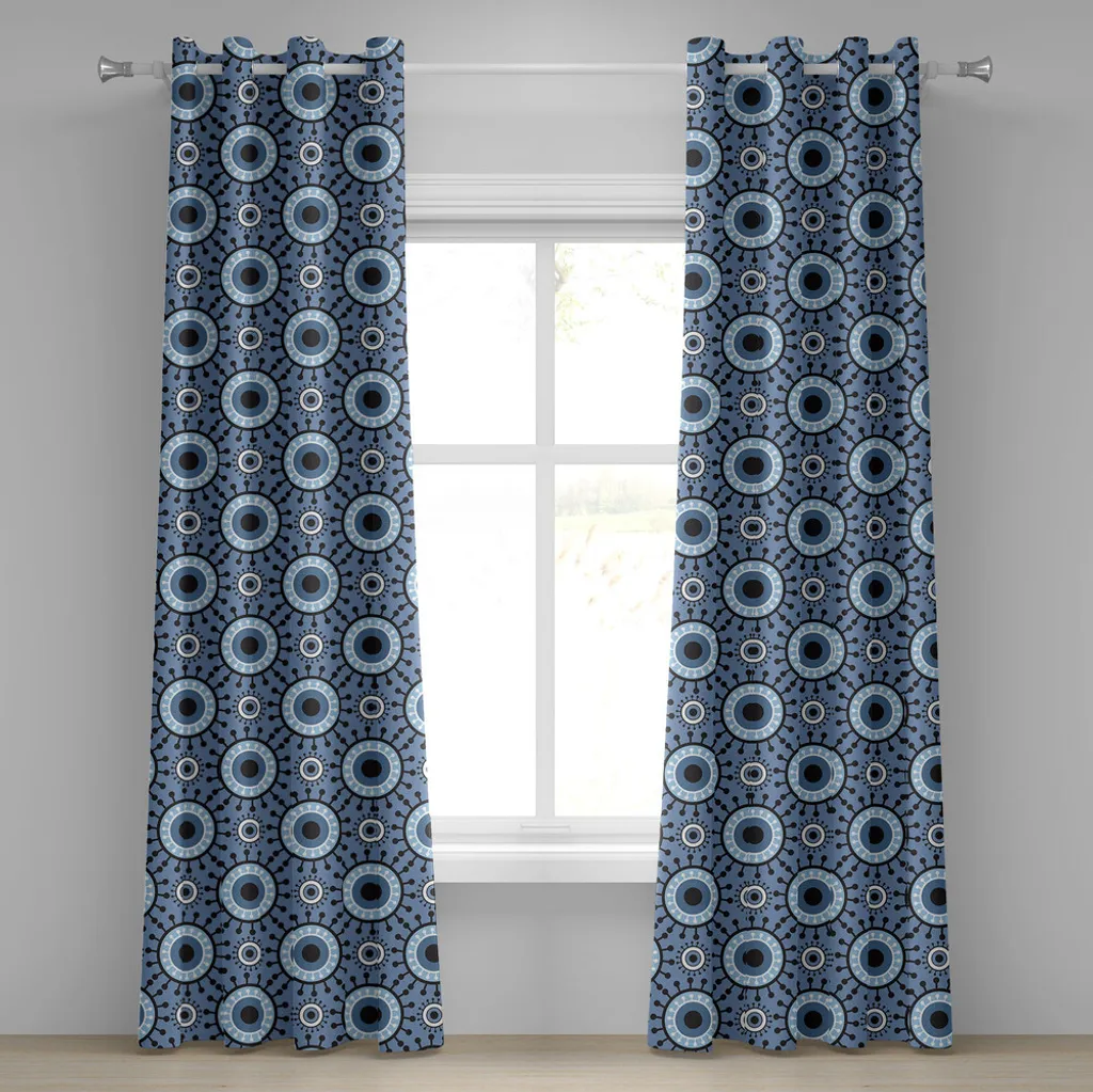 Rideau de salon bleu et blanc pour décoration moderne 280 x 175 cm