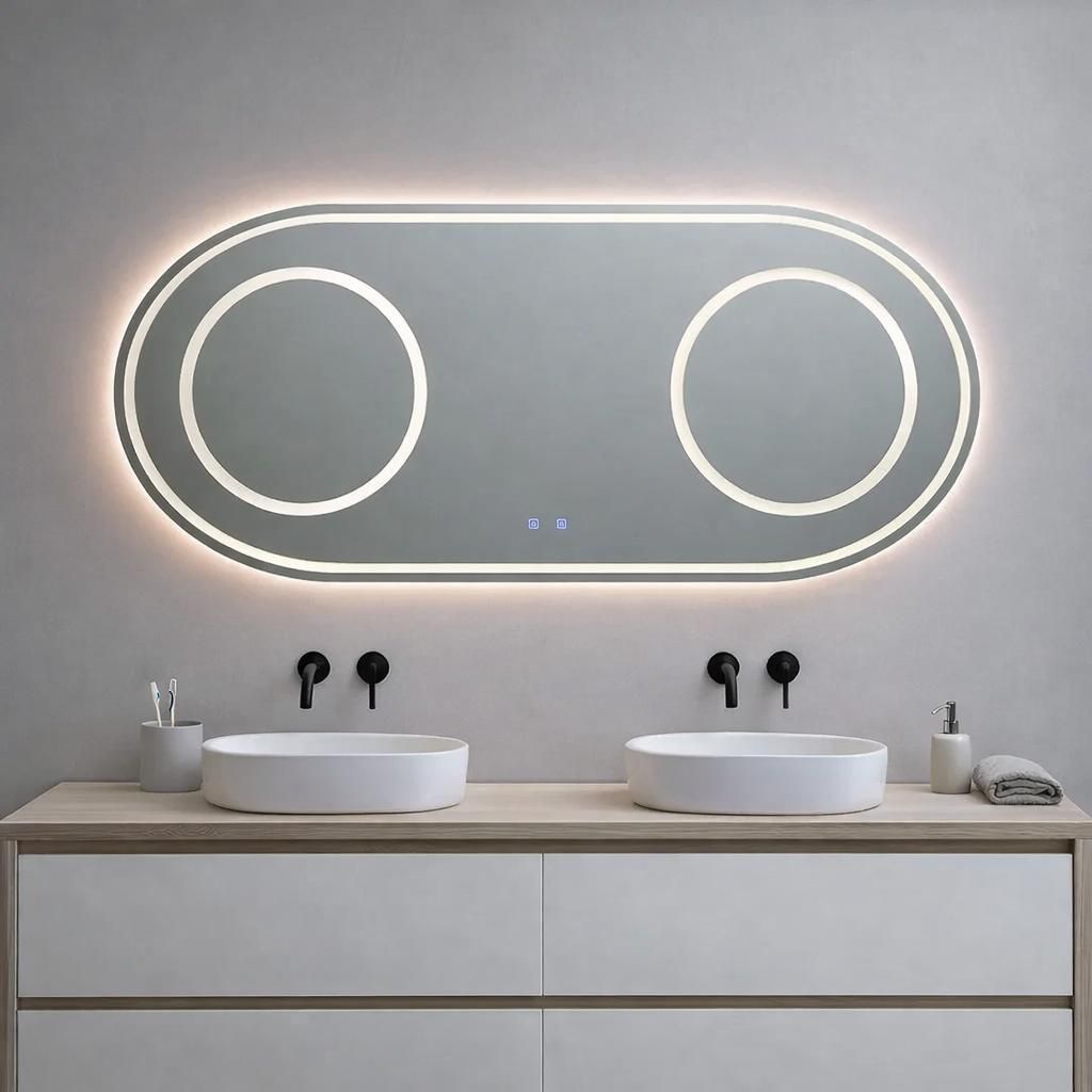Ovaler Spiegel 180x80 mit LED-Beleuchtung und Touch Sensor