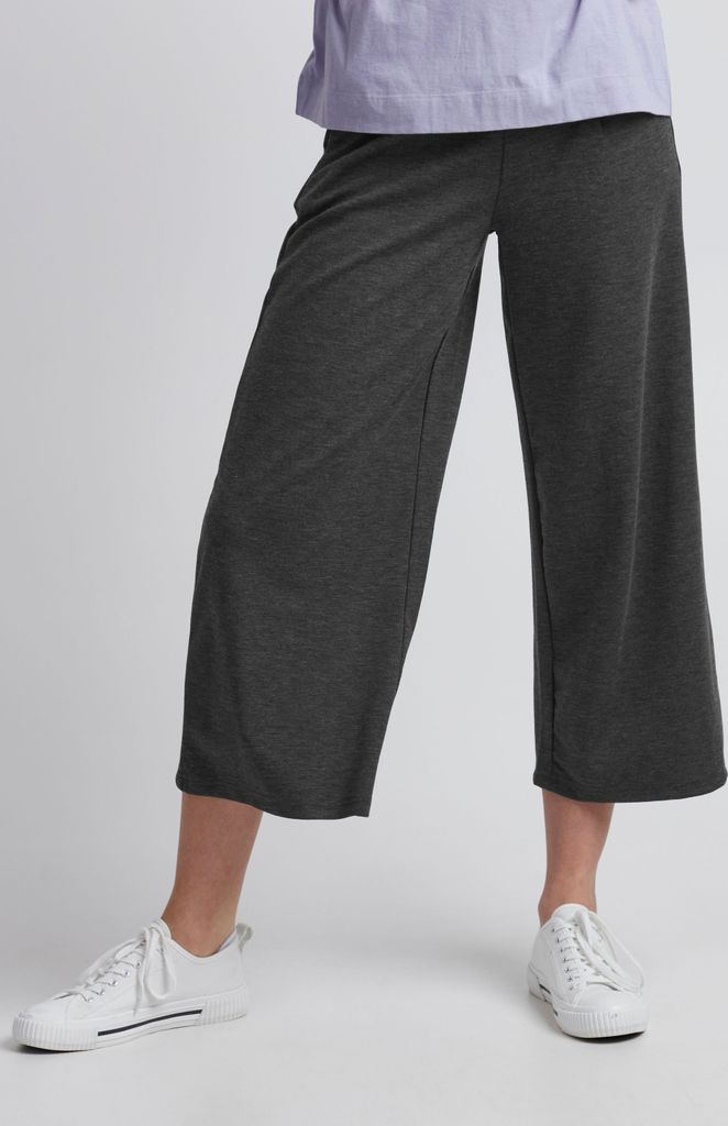 ICHI IHKATE SUS WIDE PA Damen Hose Stoffhose mit Stretch gerader Schnitt Elastikbund Crop Länge