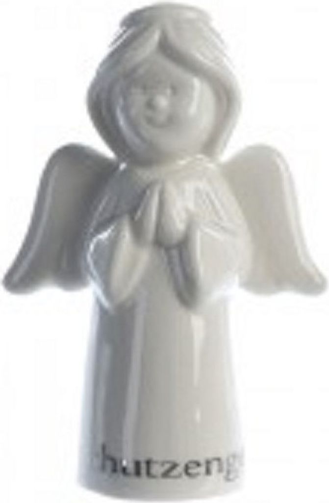 Schutzengel aus Porzellan in weiss mit betende Hände