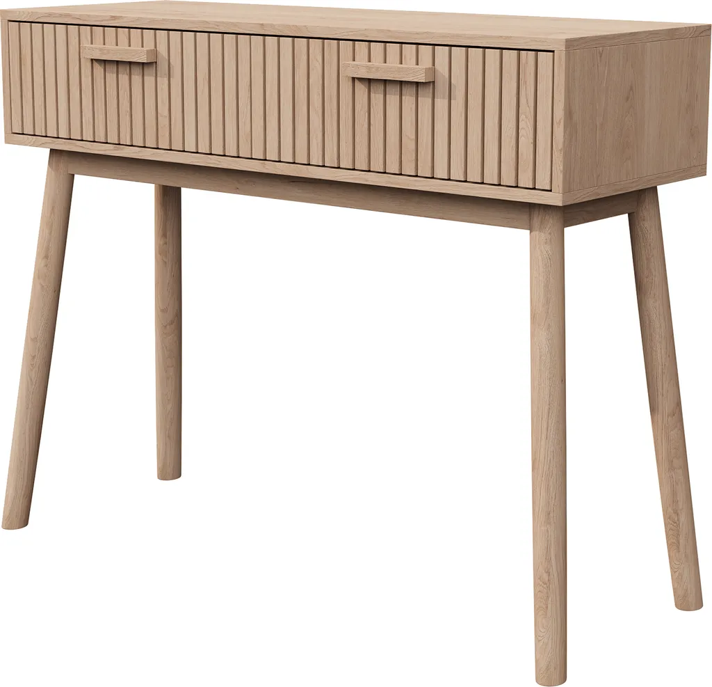 Console bois naturel 2 tiroirs au design épuré pour entrée et séjour