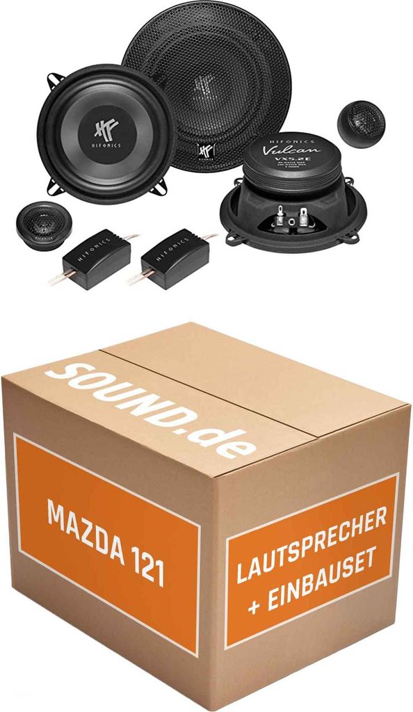 Lautsprecher Boxen Einbaupaket vorne Hifonics VX5.2E passend für Mazda 121 Typ DB | 2x Tief-Mitteltöner 2x Hochtöner 2x Frequenzweiche