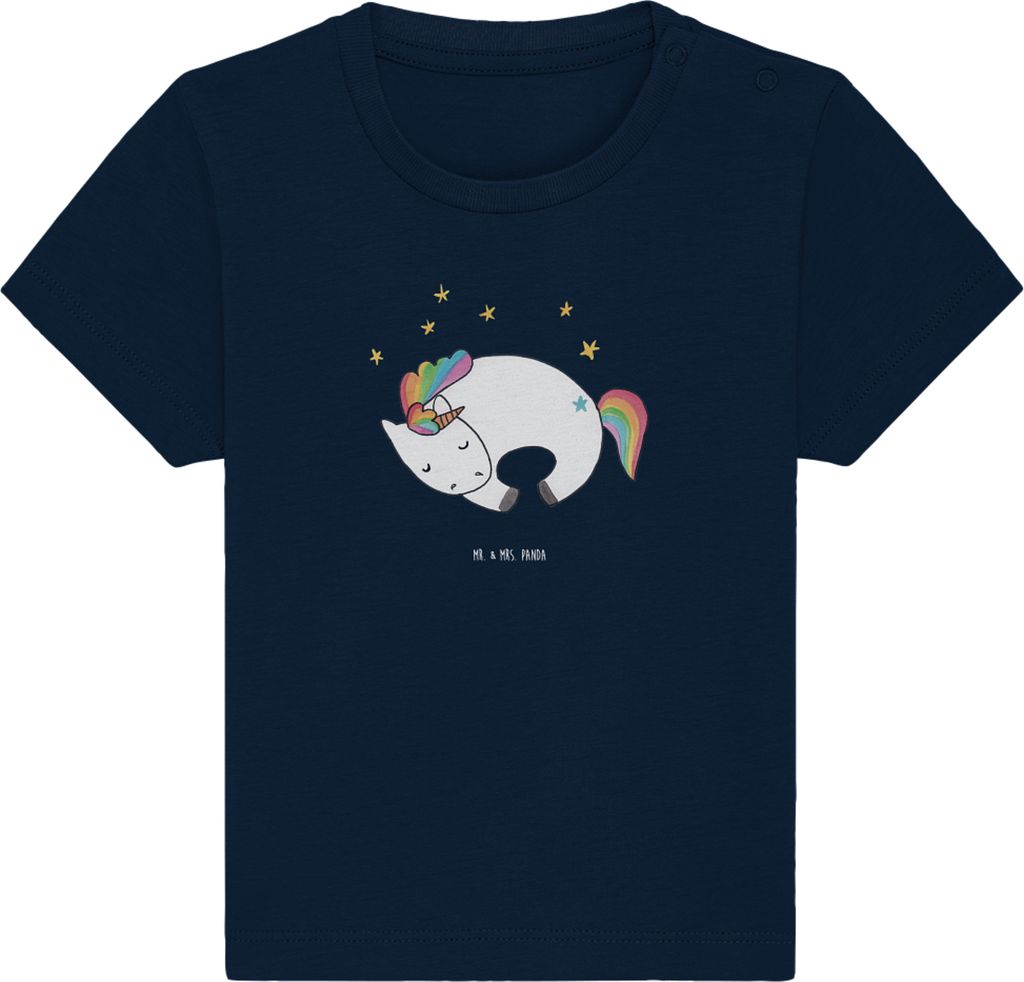 Mr. & Mrs. Panda Babyshirt Einhorn Nacht 6. - 12. Monat - French Navy - Geschenk, Ruhe, T-Shirt Baby, Unicorn, , Freundin, Organic Shirt, Kinder, K...