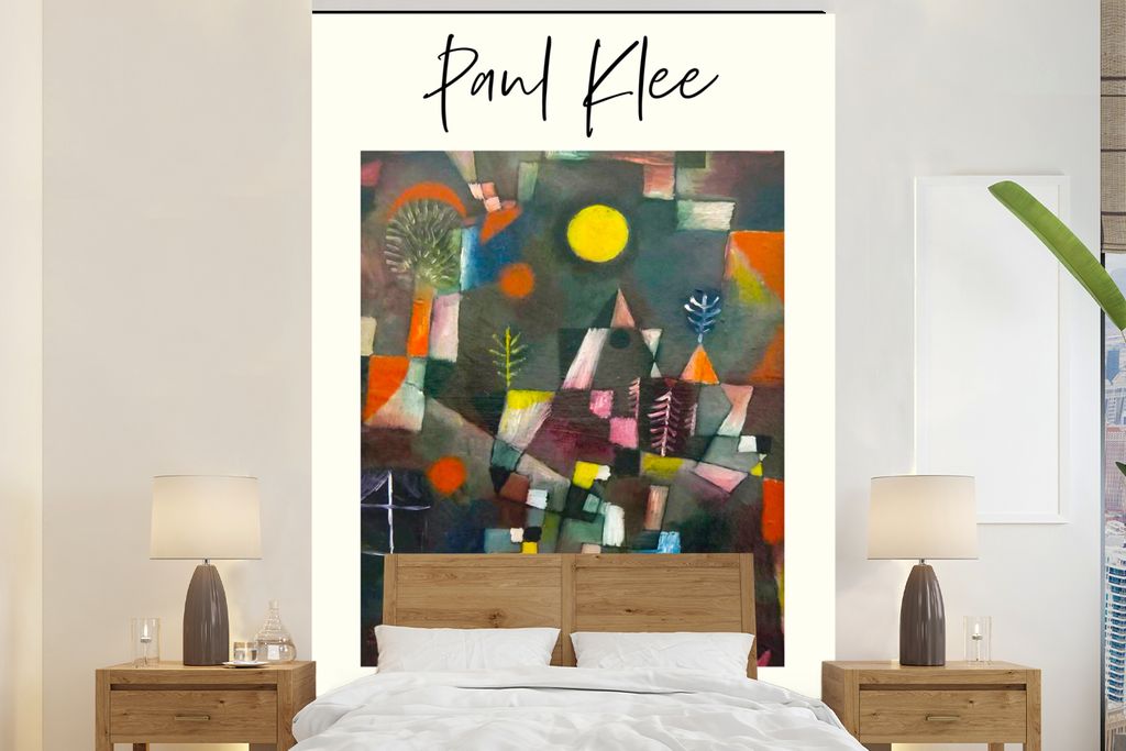 MuchoWow Fototapete für Wohnzimmer oder Schlafzimmer Wandtapete Vinyl Motivtapete Paul Klee - Kunst - Vollmond - 225x350 cm - Schlafzimmer tapete