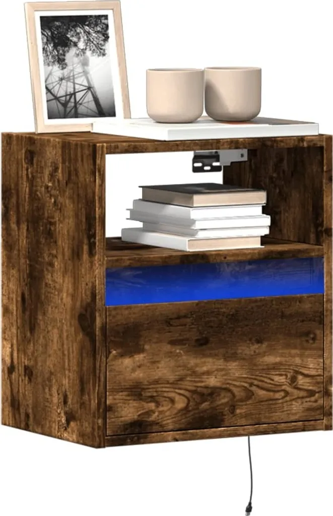 Set 2 Porta TV a Parete Octo3618815 LED Rovere Fumo 41x31x45