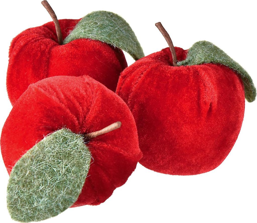 Deko Apfel Stoff Rot Samt Filz Herbst Tischdeko 9 Stk Ø7,5cm H9cm, 9 Stück