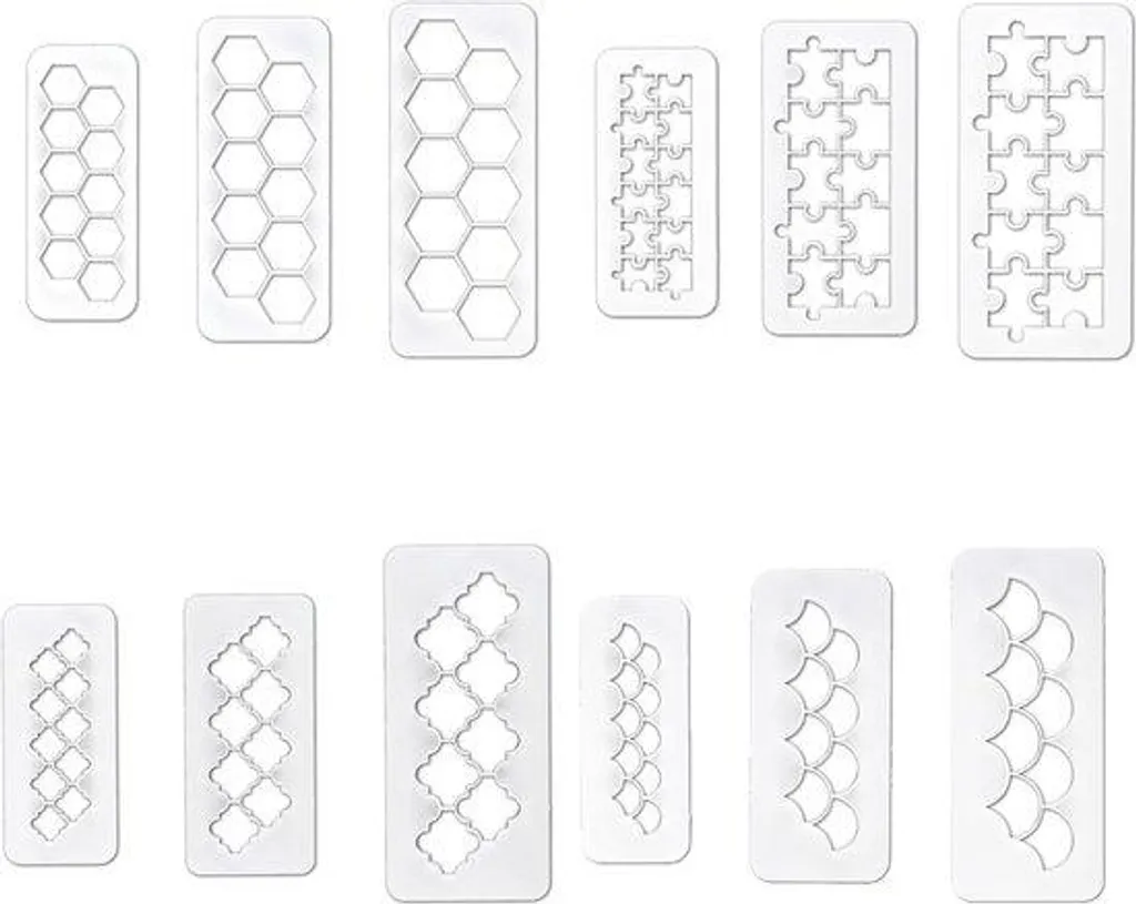 Découpoirs géométriques blancs pour cake design et pâtisserie lot de 12