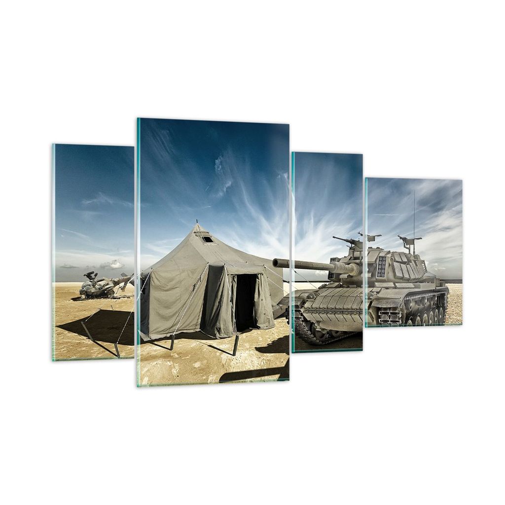 Bilder auf glas - Panzer Poligon Feld - 120x70cm - Glasbilder - Wandbilder - Kunstdruck - zum Aufhängen bereit - Wanddekoration aus Glas - Glas Bi...