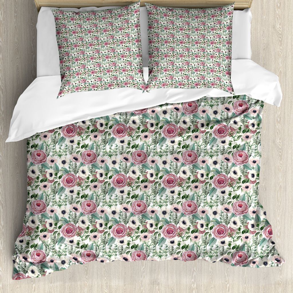 ABAKUHAUS Vintage Rose Bettbezug Set für Einzelbetten, Victorian Blick Blumen, Milbensicher Allergiker geeignet mit Kissenbezug, 200 cm x 200 cm -...