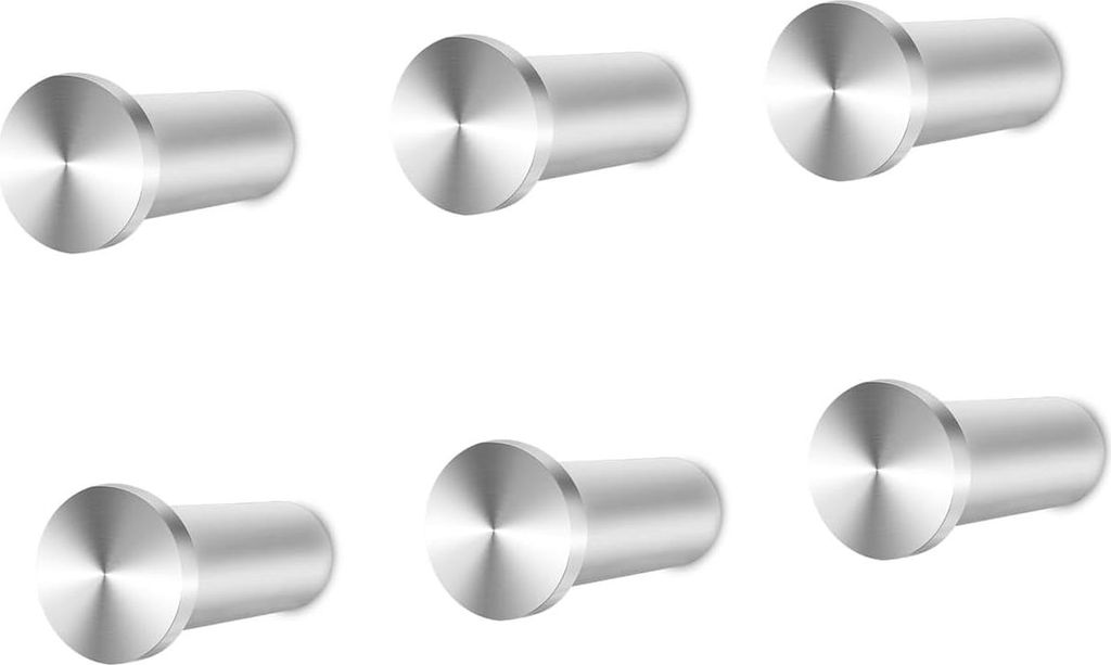 Wandkapstok RVS Zilveren Wandhaken für Handtuch Schlafzimmer Badezimmer - Set von 6 Packs