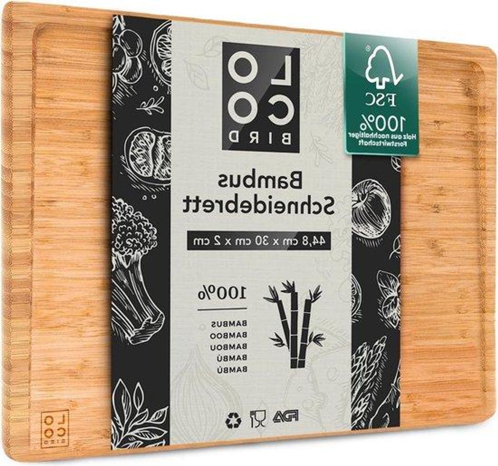Große Holzschneideplatte 44x30x2 cm antibakteriell für Küche