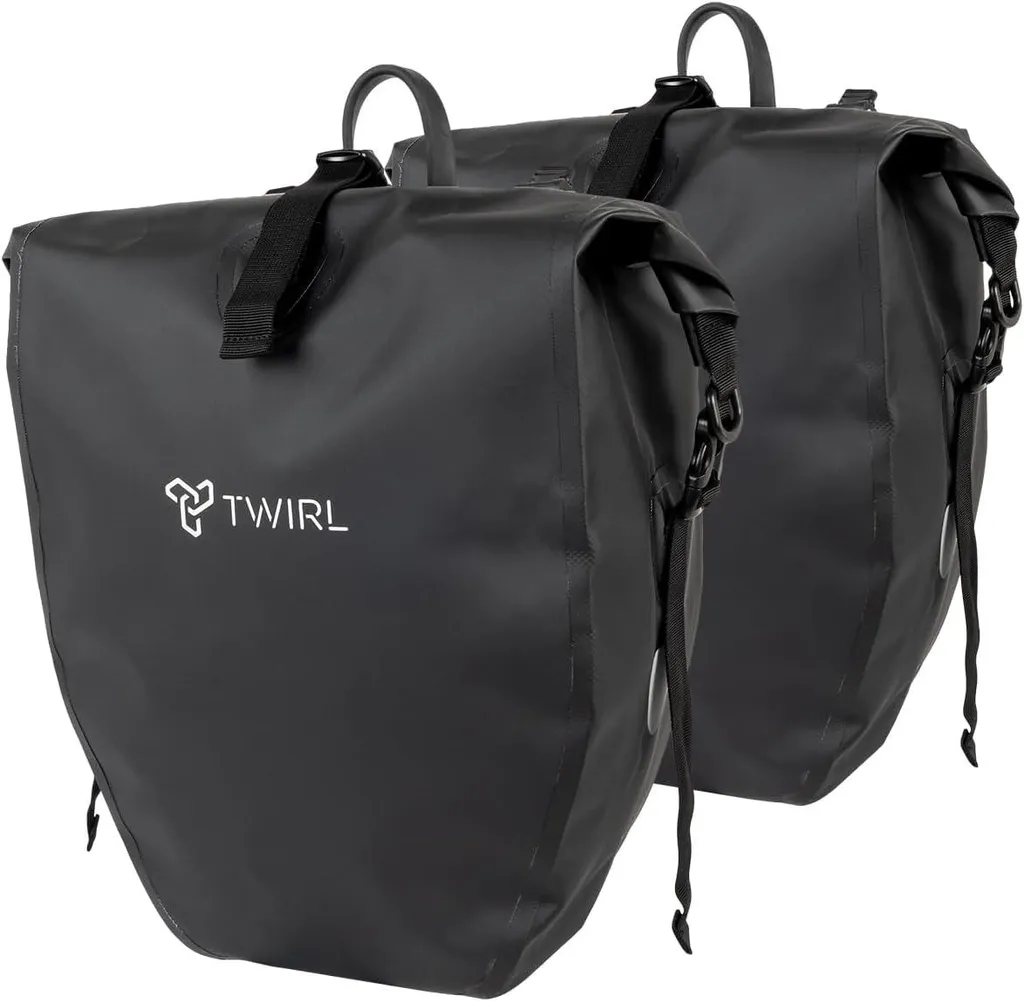 Sacoches de vélo Twirl noires 2 x 22L pour porte-bagages avec bandoulière
