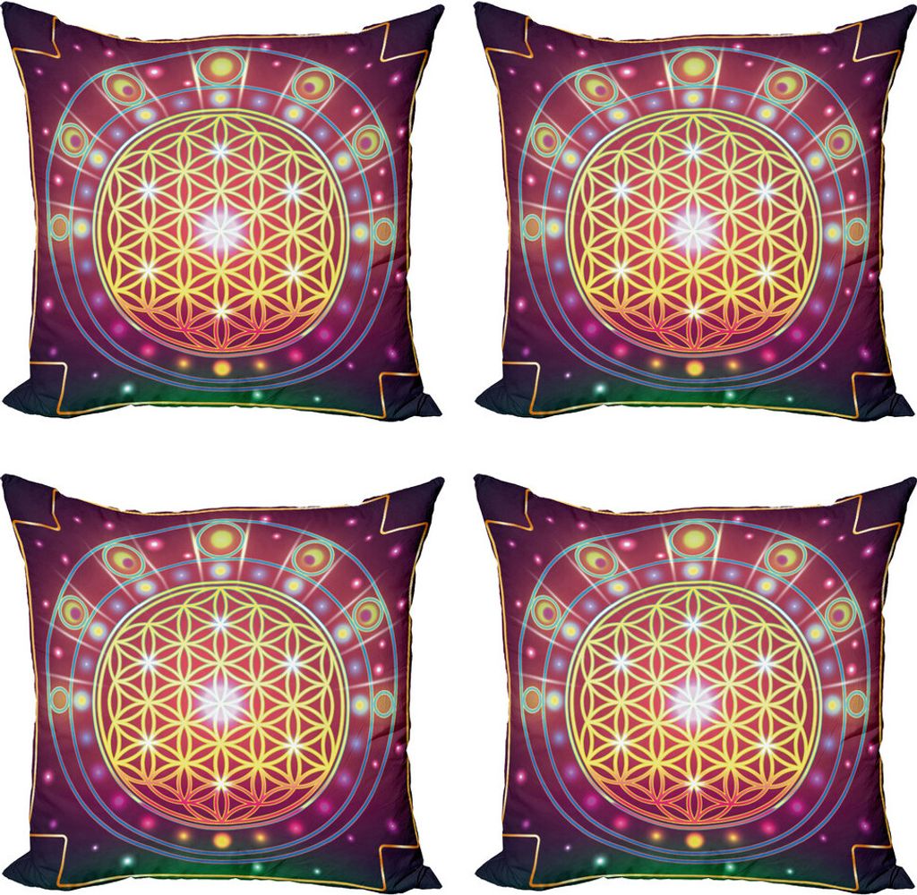 ABAKUHAUS Geometrie Kissenbezug Set (4 Stück), Form Motiv, Moderner Doppelseitiger Digitaldruck, 45 cm x 45 cm, Mehrfarbig