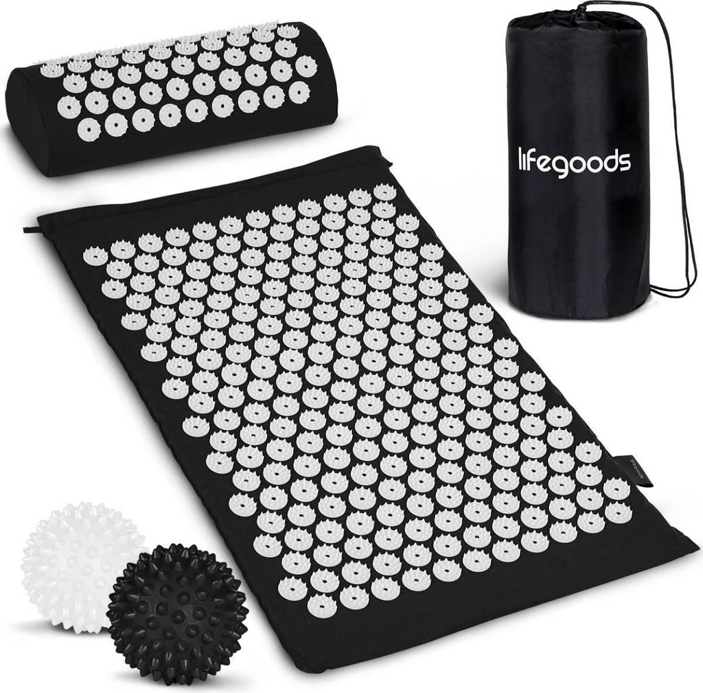 LifeGoods Akupressurmatte mit Kissen - Shakti Matte - Nagelmatte - Fakirmatte - Massagematte - Für Schmerzlinderung, Muskelregeneration, Stressabb...