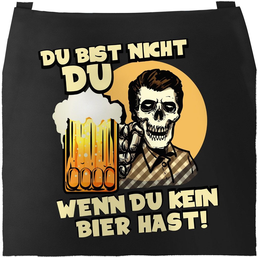 Grill-Schürze für Männer mit Spruch Du bist nicht du wenn du kein Bier hast Baumwoll-Schürze Grillen Barbecue BBQ Moonworks schwarz unisize