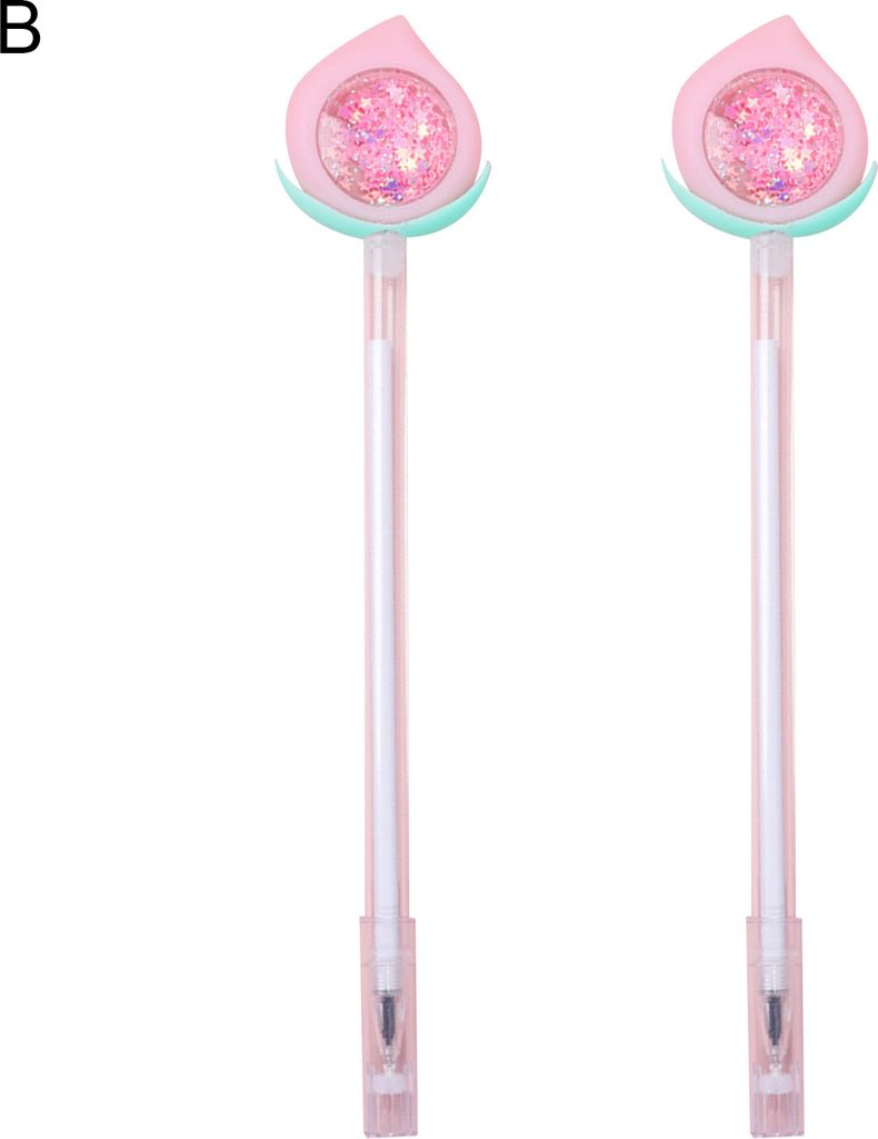 2pcs 0,38 mm Pfirsichmuster Gel Stift bequemer Griff Plastik süßes Aussehen Rollerball Stift für Kinder-Weiß B