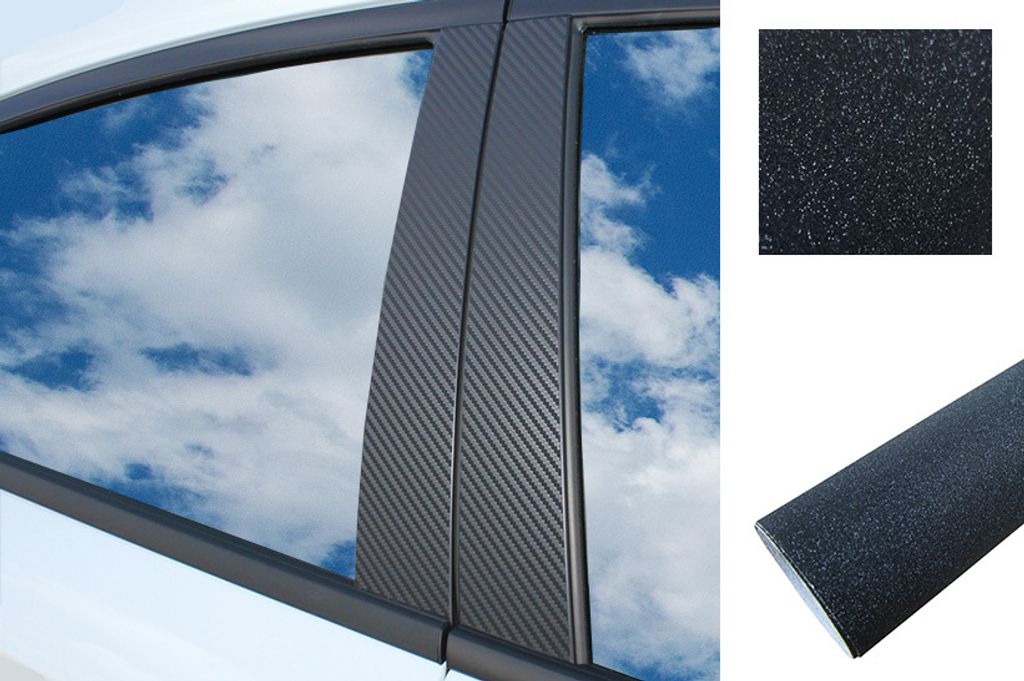 6x PREMIUM A B C Säule Tür Leisten Auto Folie Wrap Set in Schwarz Glitzer Matt