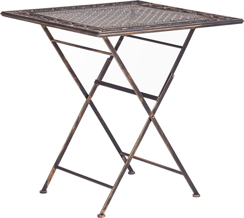 BELIANI Gartentisch Schwarz Metall Quadratisch Klappbar 70 x 70 cm Balkon Terrasse Garten Romantisch
