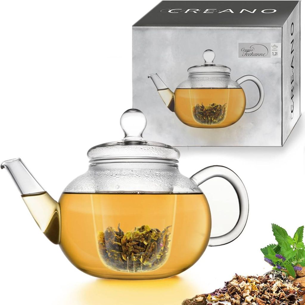 Creano Teekanne aus Glas 1,2l - Glasteekanne mit Glas-Sieb Produktbild 