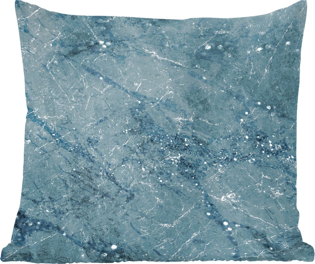 MuchoWow Zierkissen Sofakissen Wohnzimmer Dekokissen 40x40 cm Marmor - Blau - Glitter - Foto Kissen - Schlafzimmer Dekoration