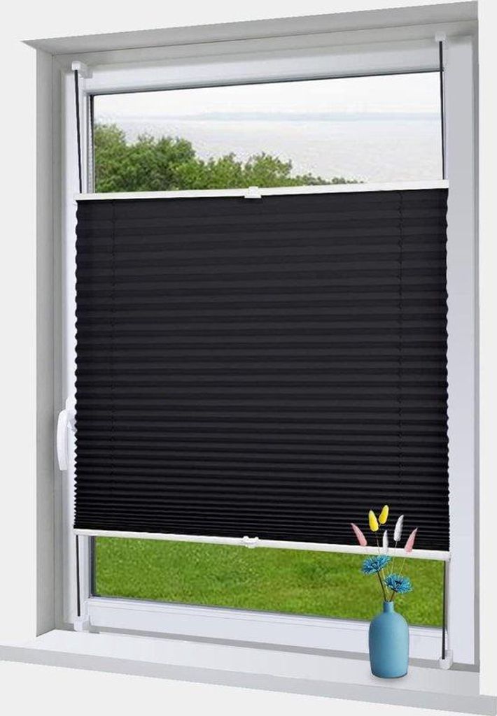 Vouwgordijn in antraciet Crushed Look ohne Bore-Licht Durchlaß für Fenster und Türen 75x130cm