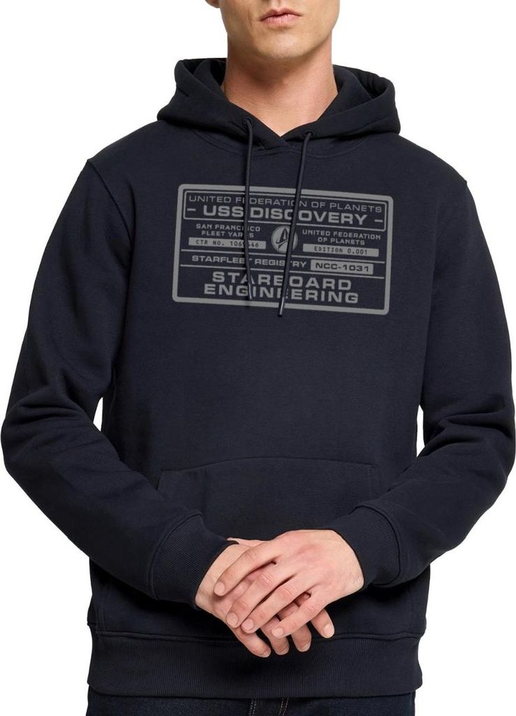 Spreadshirt Star Trek Discovery Raumschiff Plakette Herren Premium Hoodie, XL, Navy