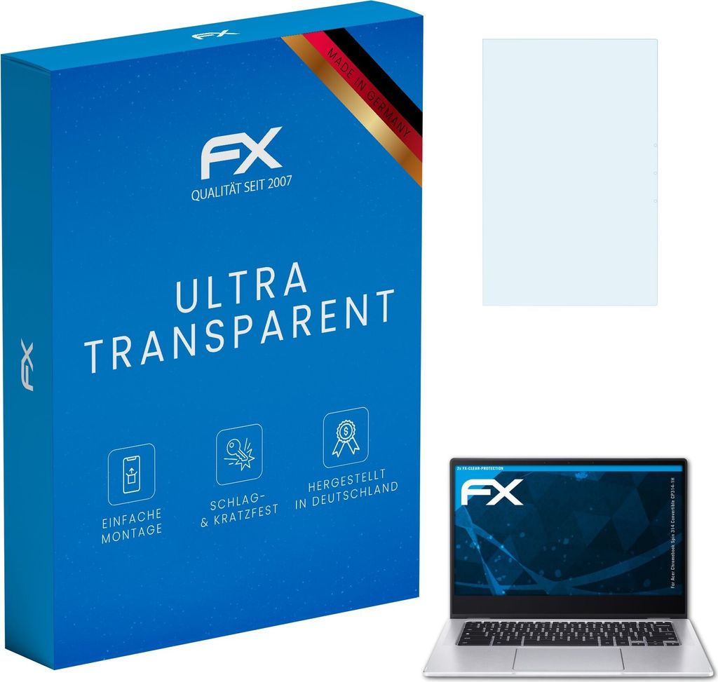 atFoliX FX-Clear 2x Schutzfolie kompatibel mit Acer Chromebook Spin 314 Convertible (CP314-1H) Displayschutzfolie
