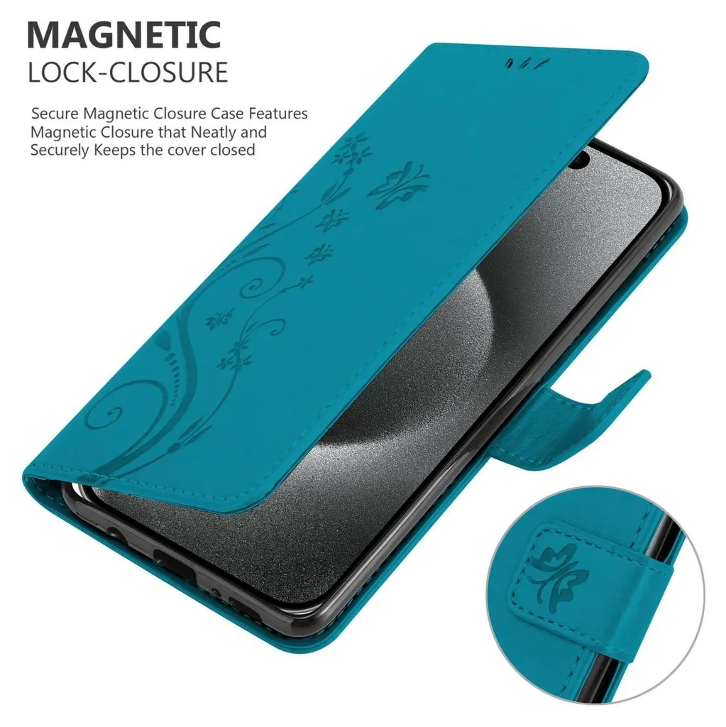 Custodia Libro iPhone 15 Pro Max Blu Floreale - Cadorabo Flip Cover - 4