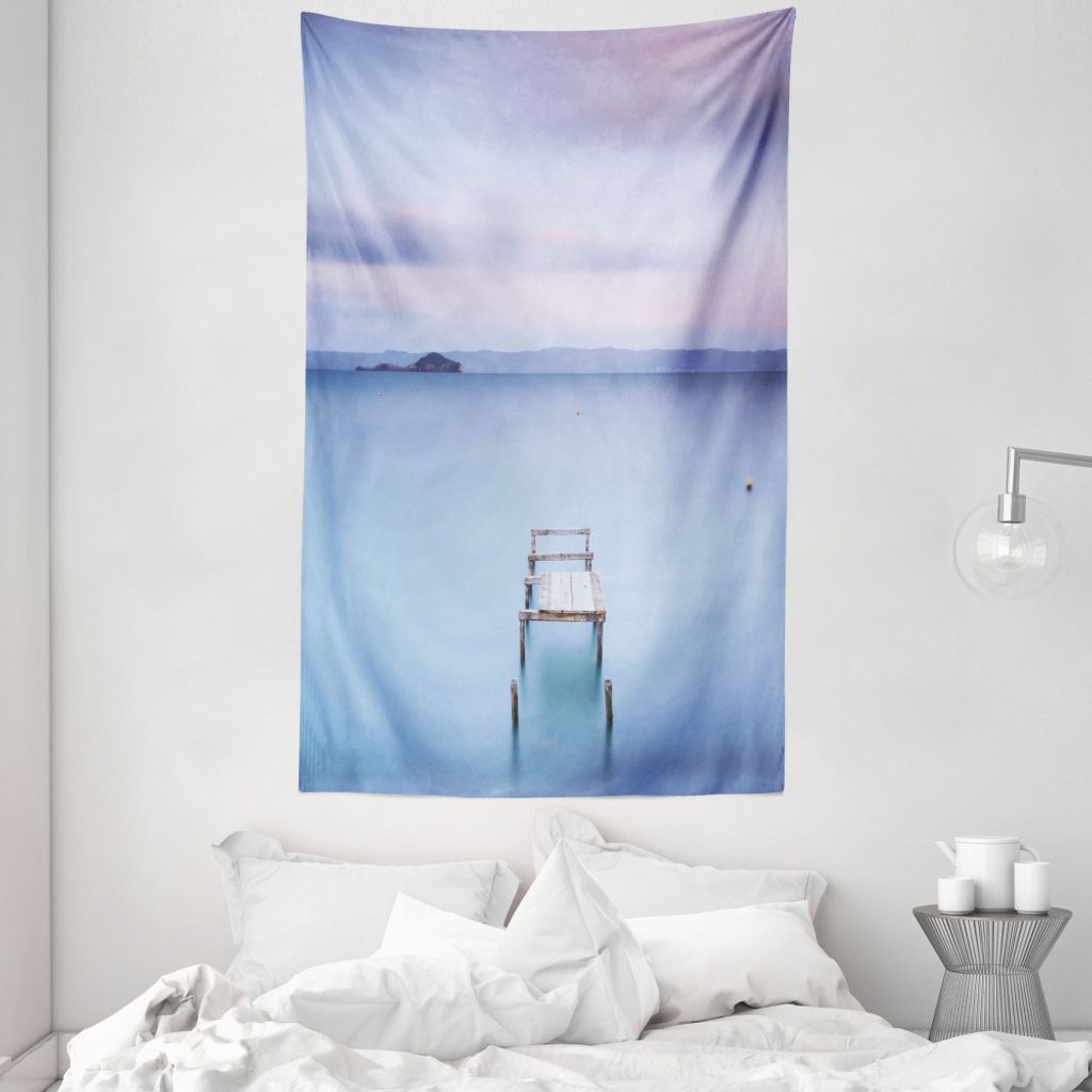 ABAKUHAUS Landschaft Wandteppich und Tagesdecke, Bolsena See in Italien aus Weiches Mikrofaser Stoff Waschbar ohne Verblassen Digitaldruck, 140 x 2...